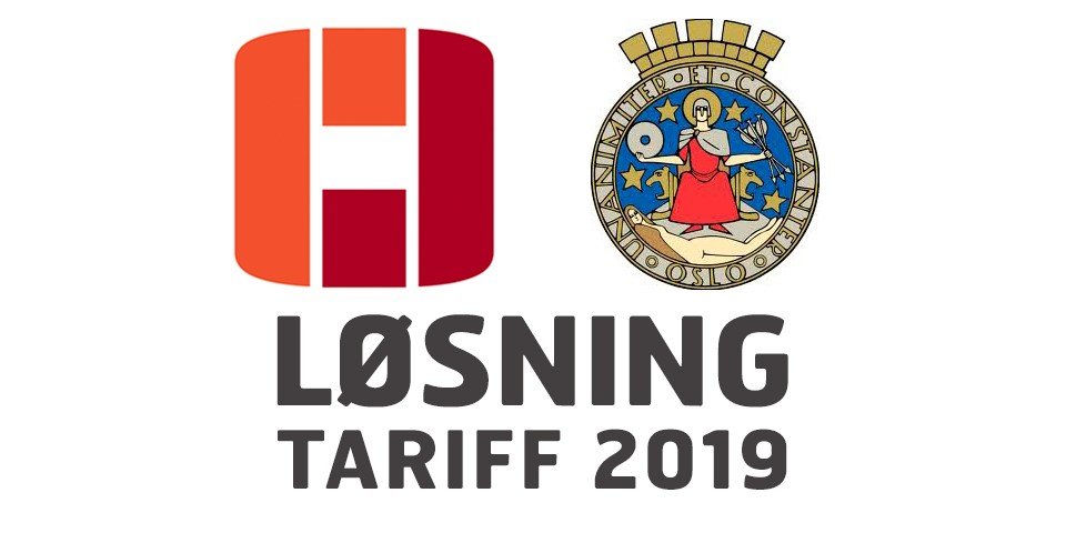 Logoene til Unio og Oslo kommune med teksten "Løsning. Tariff 2019"